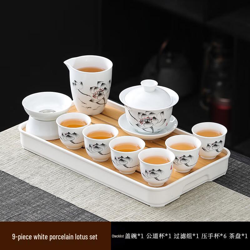 Suet Jade White Porcelain Kung Fu Tea Set