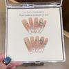 Zircon ins wind cat's eye pure handmade wearing nail nude white pure desire advanced long nail art patch fake nail