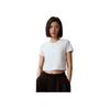 Calvin Klein Letter Print Casual Crew Neck T-Shirt Women Tops Moonlight-White J221837-YAF