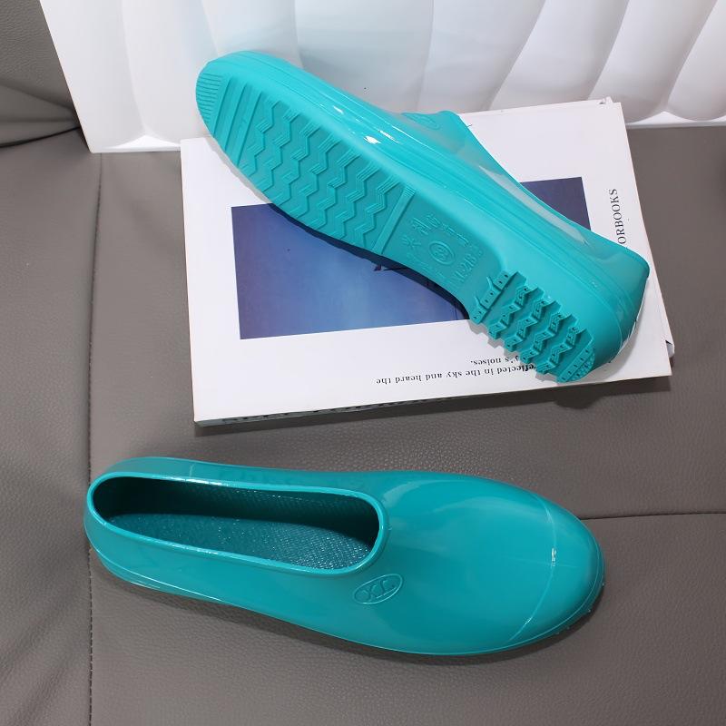 shoes rain shoes women's waterproof men's shoes yellow beef tendon work kitchen shoes wear-resistant construction site non-slip flat bottom short tube