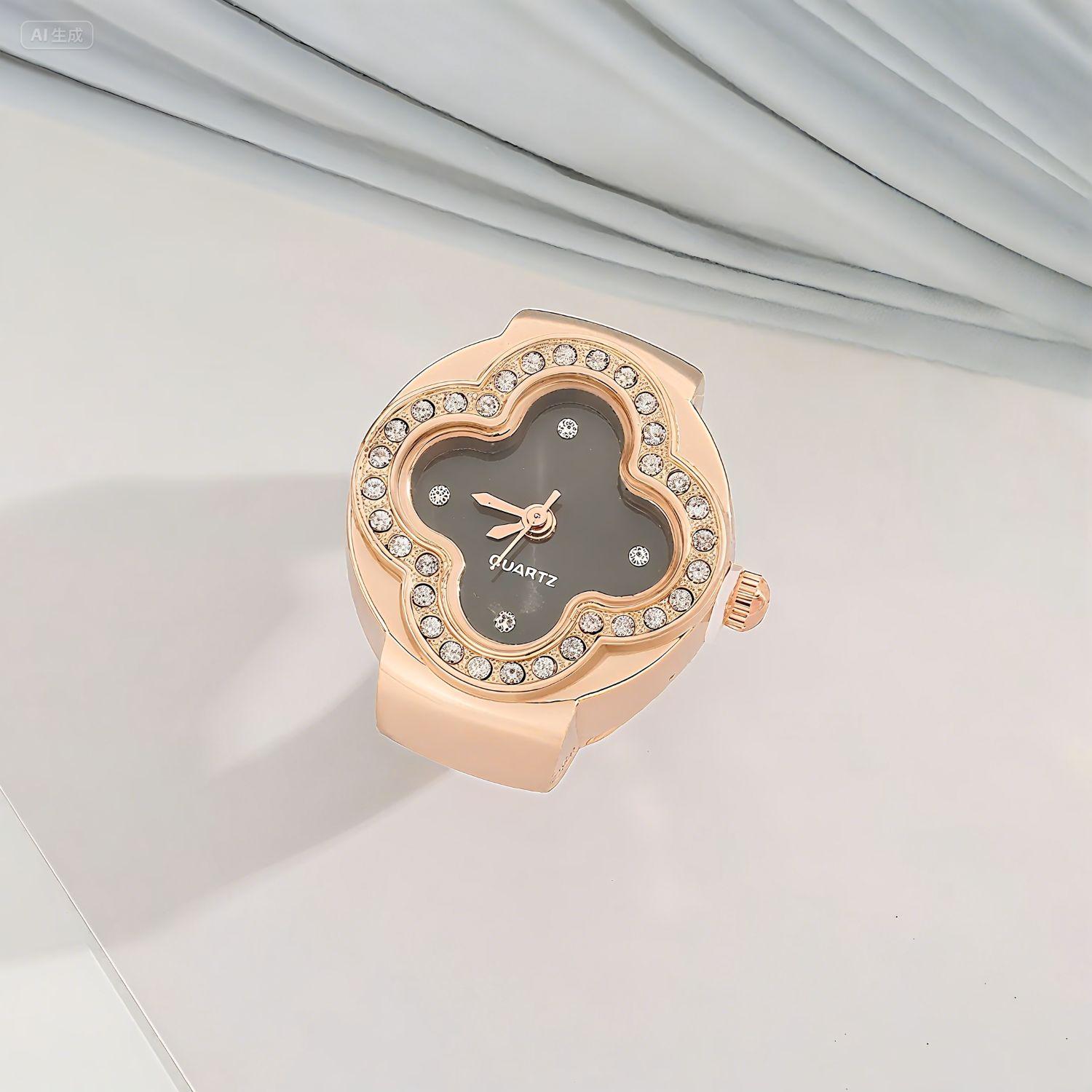 

Часы-кольцо на палец с эластичным ремешком, кварцевые аналоговые часы, креативные для мужчин и женщин черный кожаный жакет