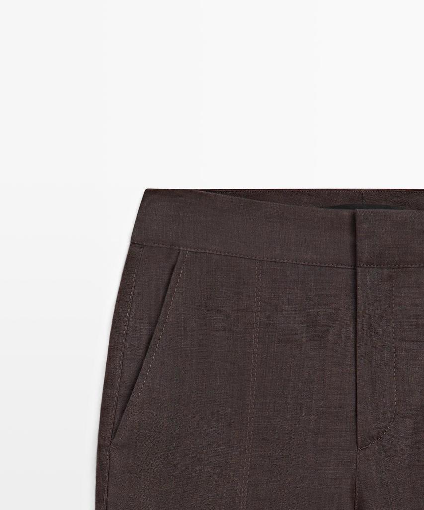 Masimodutti 100% Linen Kick Bell-Bottom Pants