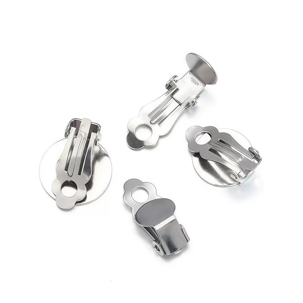 Stainless Steel Decorative Frog Ear Clip Components No Ear Holes Round Tray Ear Clip Earrings DIY Handmade Ear Jewelry Findings
