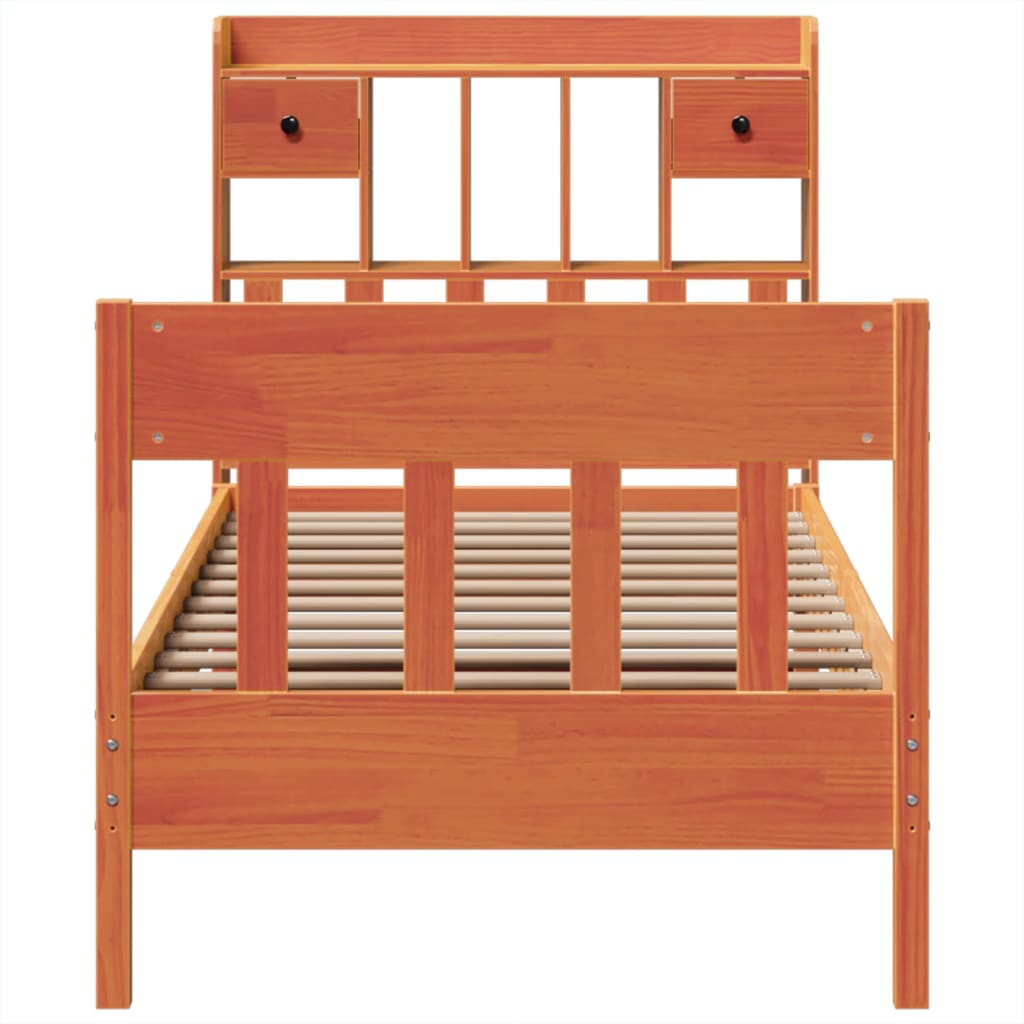 Solid Wood Bed without Mattress Wax Brown 75x190 cm Pine Wood
