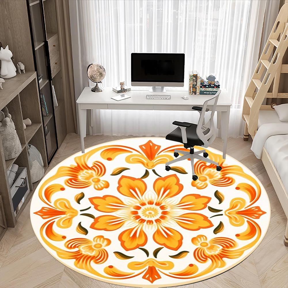 1pc Floral Ornament Chair Carpet for Office, Soft Flannel Throw Mat, Perfect for Office,Holiday Party Decoration Choice Yy251113169