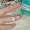 925 Silver Pink Cat Eye Stone Love Necklace For Women Sweet And Cute Heart-Shaped Collarbone Chain Wedding Jewelry