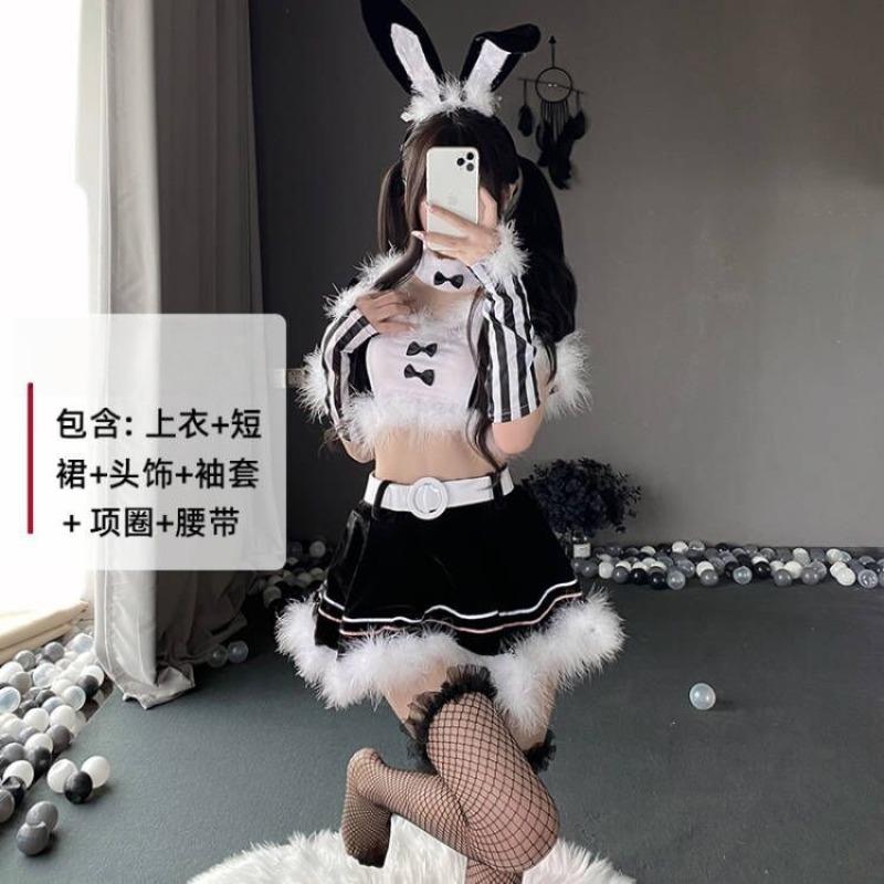 Sex Underwear Christmas Bunny C Uniform Velvet Skirt Set Performance Costume Winter