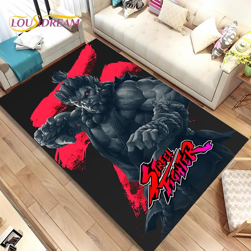 Street Fighter Retro Game Gamer Area Rug,Carpet Rug for Living Room Bedroom Sofa Doormat Decoration, Kid Play Non-slip Floor Mat