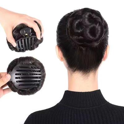 Moño de Pelo Sintético Nueve Flores Brote Peluca Bolsa Pinzas para el Pelo Para Mujeres Pinza de Garra para Cola de Caballo Postizo Realista Herramientas de Peinado