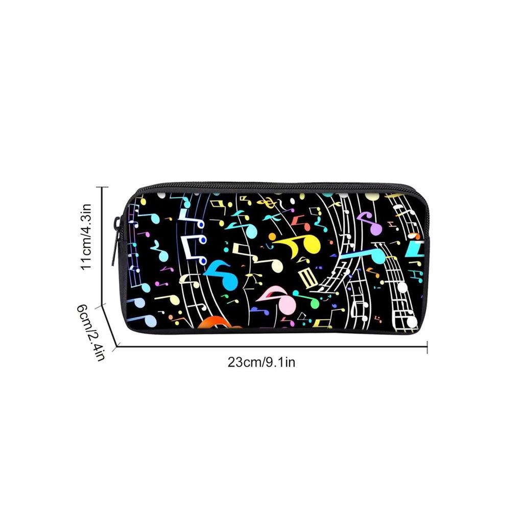 Rainbow Musical Notes Print Single Layered Pencil Case for Boy/Girls Best Gift Cartoon School Supplies Pencil Pouch for Children