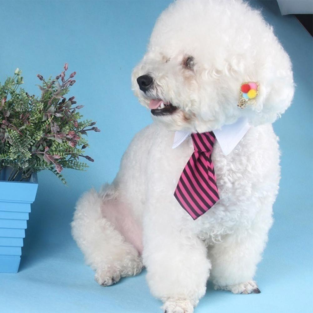 Pet Striped Bow Tie For Dogs Cats Adjustable Magic Stickers Pet Bowtie For Weddings Holidays Parties