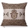 Arabic Fatima Hand Cushion Cover Worship Decoration Hamsa Khamsah Hand Pattern Print Cotton Linen Sofa Pillowcase Cojines Kussen