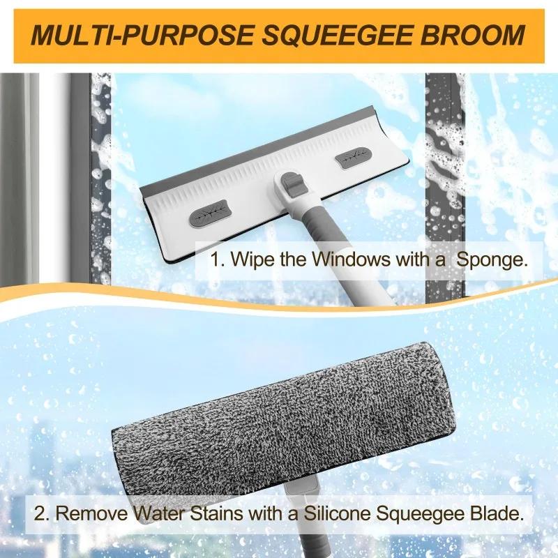 Stěrka na okna Čistič 4 v 1 Nástroj na čištění oken s ohebnou a rovnou prodlužovací tyčí Teleskopické okno.