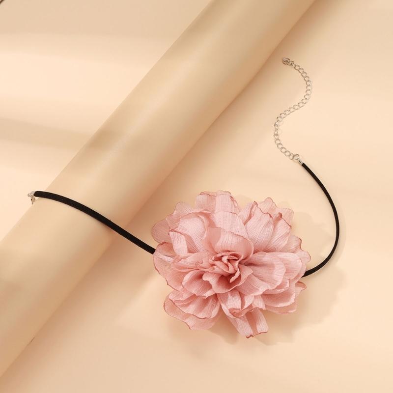 Big Flower Collar Choker Necklace Gothic Lolita-Black Collarbone Chain Necklace Jewelry Ornament Perfect Christmas-Decor