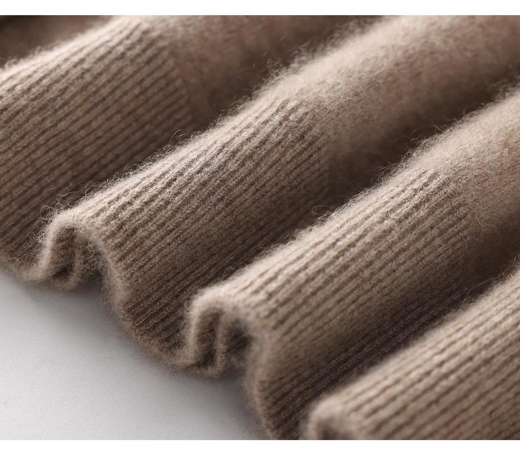 Men's 100% Pure Mountain Half-Cashmere High Neck Knit Sweater - Thickened for Autumn/Winter