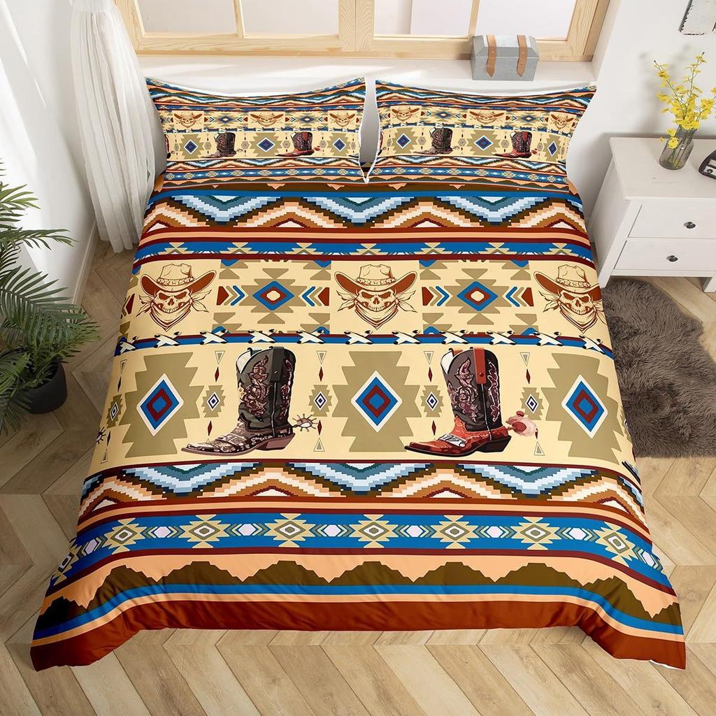 Western Farm Animal Leather Three-Piece Quilt Cover 3D Digital Printing Bedding Set