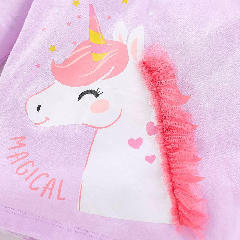 Girl Long Sleeves T-shirt Baby Unicorn T-shirt Tops Children's Autumn Clothing Baby Pure Cotton Light Blue Bottoming Shirt 8