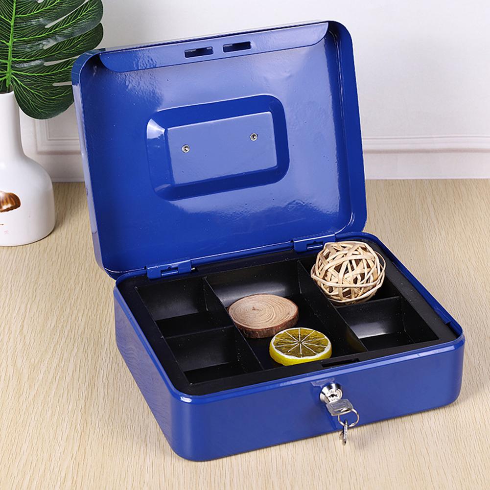 Mini Metal Money Box with Lock And 2 Keys Fireproof Cash Safe Box Anti-theft Secure Multi Compartments Storage Case Orgnizer