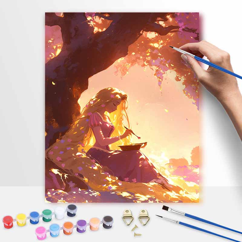 Disney Rapunzel Oil Painting Kit Canvas DIY Home Decor Gift Painting Kit 20x30cm