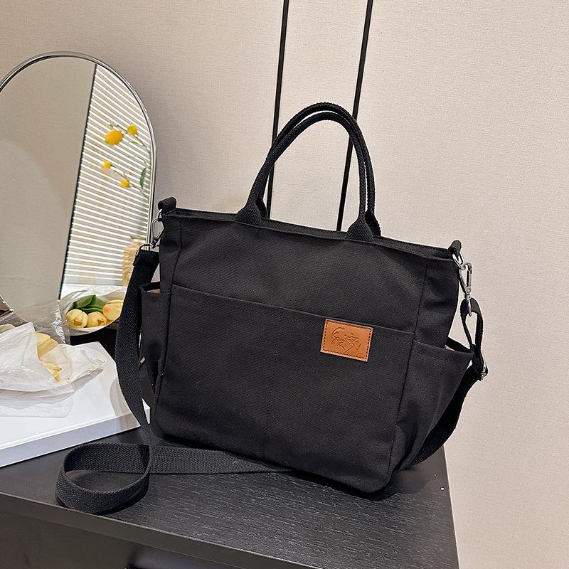 New large-capacity canvas bag women's 2025 retro portable shoulder bag fashionable versatile tote bag