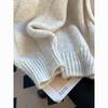Korean Style Ice Silk Drawstring Hooded Sweater for Women - Autumn/Winter Knit Top 2025