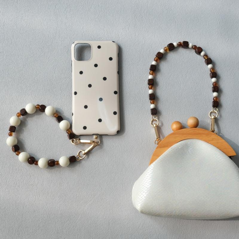 Neue Mode Damen Tasche Accessoire Abnehmbare Holzperlenketten Niedlicher Acryl Luxus Riemen Damen Elegante Tasche Schultergriff Kette