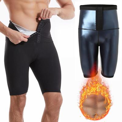 Men Sauna Pants Workout Shorts Hot Polymer Sauna Sweat Leggings High Waisted Tummy Control Shapewear Waist Trainer Body Shaper
