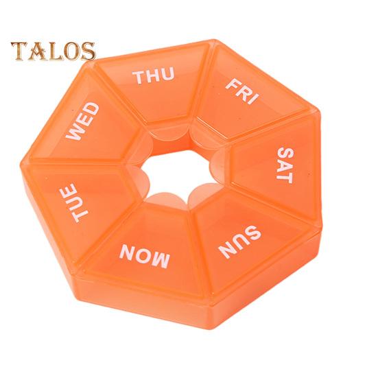 

Еженедельный органайзер для таблеток с 7 отделениями, портативный дорожный футляр для таблеток, дозатор для приема лекарств один раз в день, ящик для хранения капсул оранжевый