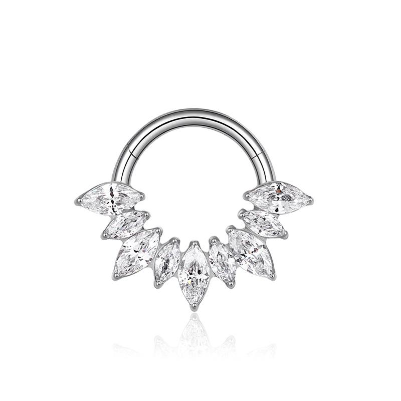 ASTM F136 Titanium with CZ Hinged Nose Ring 16G Septum Clicker Piercing Septum Daith Helix Tragus Earrings New Body Jewelry