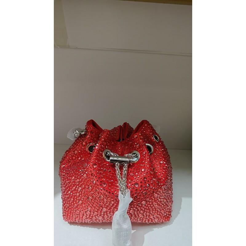 2026 Womens Crystal-Embellished Crossbody Bag Fringe Detail Small Square Shoulder No Top Handle