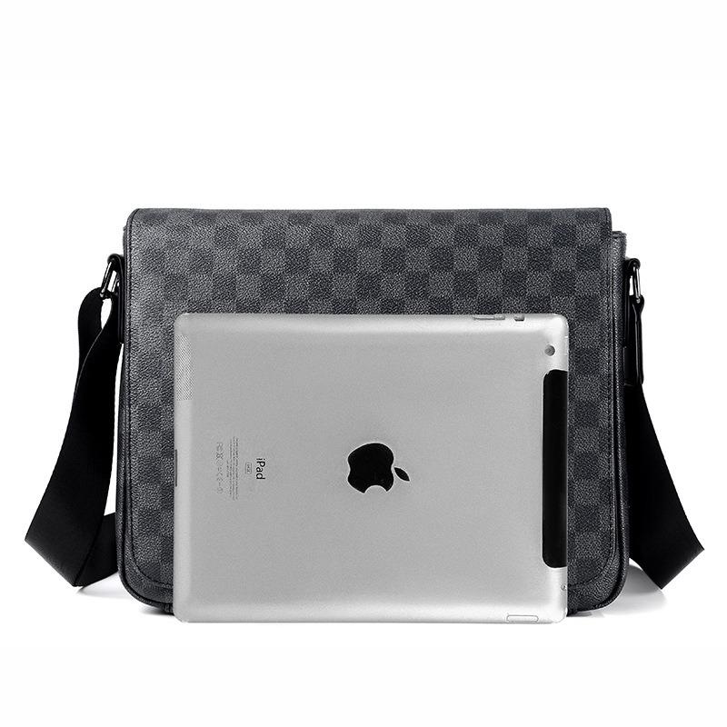 Huongaiye New Men's Shoulder Bag Business Casual Messenger Bag Plaid Men's Bag Slash Shoulder Bag