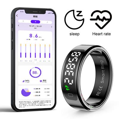 R11 Smart Ring Wireless Charging Heart Rate Blood Oxygen Monitor Ring 5 ATM Waterproof Fitness & Sleep Monitor for Android & iOS