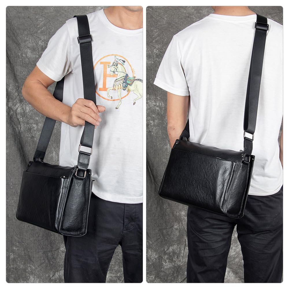 Whatna Antique-Style Tanned Natural Cowhide Leather Shoulder Bag for Men, Messenger Bag, Crossbody Chest Bag, Small Business Bag, A4 Size, Genuine