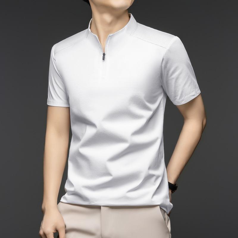 Summer New Men's Quick-drying Thin Half-zipper Mesh Short-sleeved T-shirt Men's Refreshing and Versatile Luxury Jacket