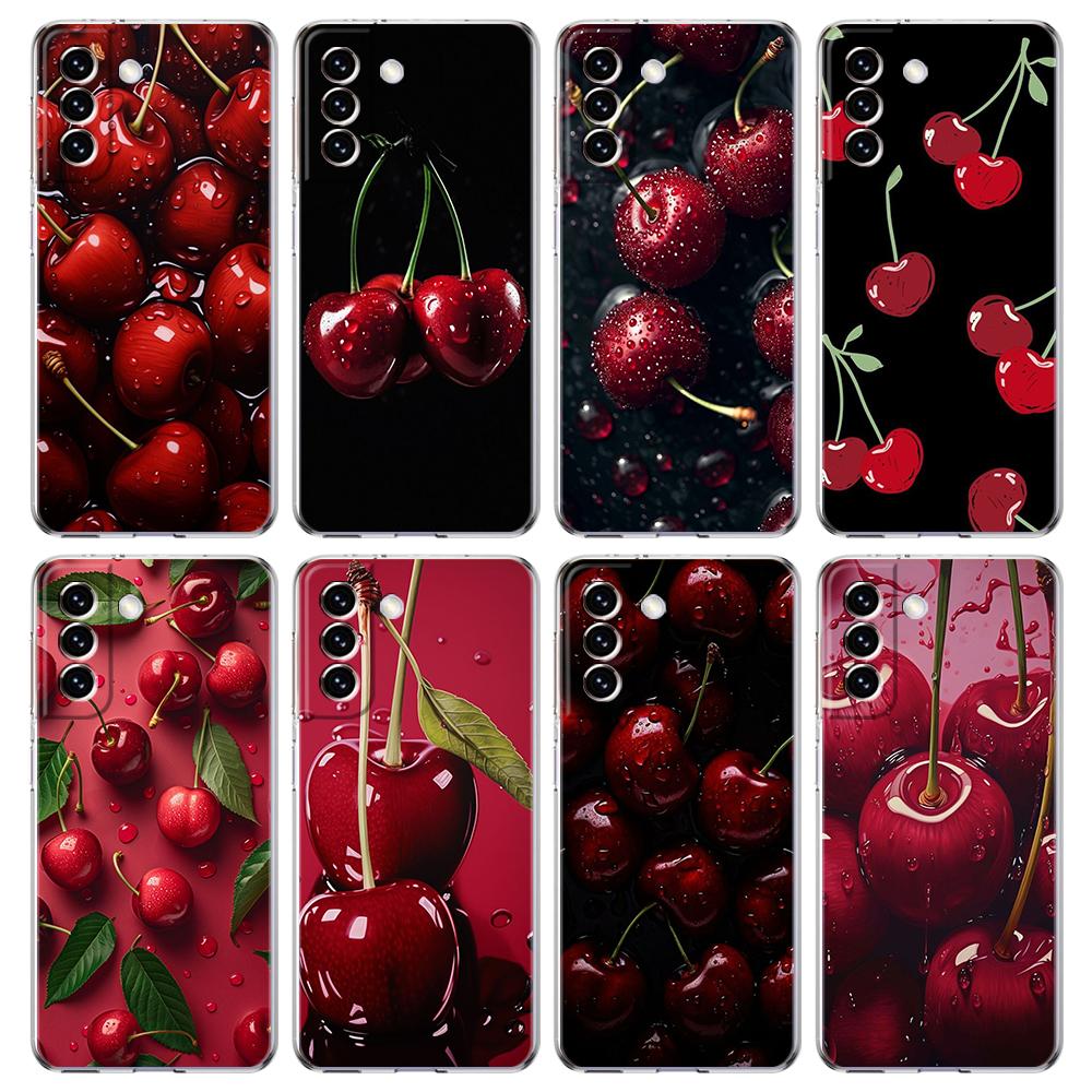 Cherries Cherry Fruit Phone Case For Samsung Galaxy S24 Ultra S23 FE S22 S20 S21 5G S10 S9 Plus S10E S8 Silicone Clear Cover