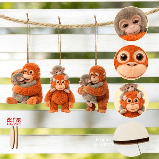 Punch Monkey Plush Pendant 2D Flat Texture Decorative Hanging Pendant Bags Backpacks Cars Wallets