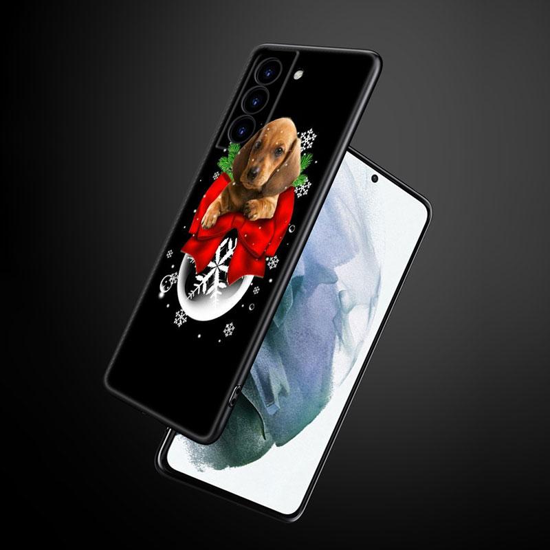 Cute cartoon Dachshund Dog Phone Case For Samsung Galaxy S22 Pro S21 S20 Ultra FE S10 Lite 5G S10E S9 S8 Plus Soft Black Cover