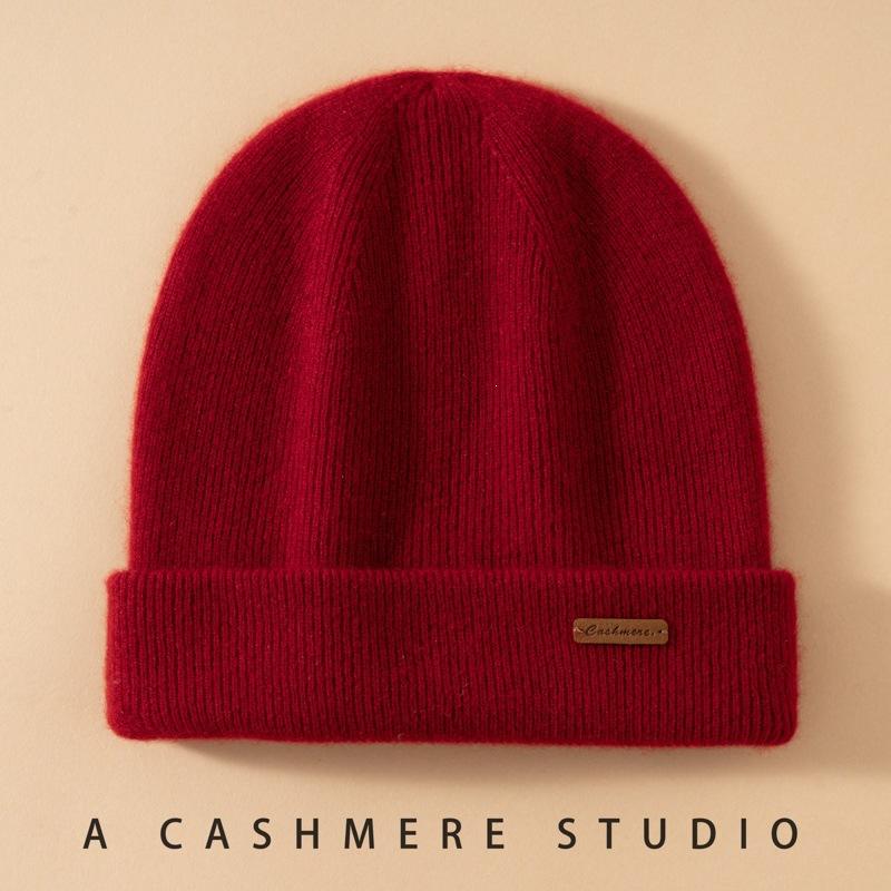 Pure cashmere knitted hat men's thickened versatile headgear thermal ear protection hat