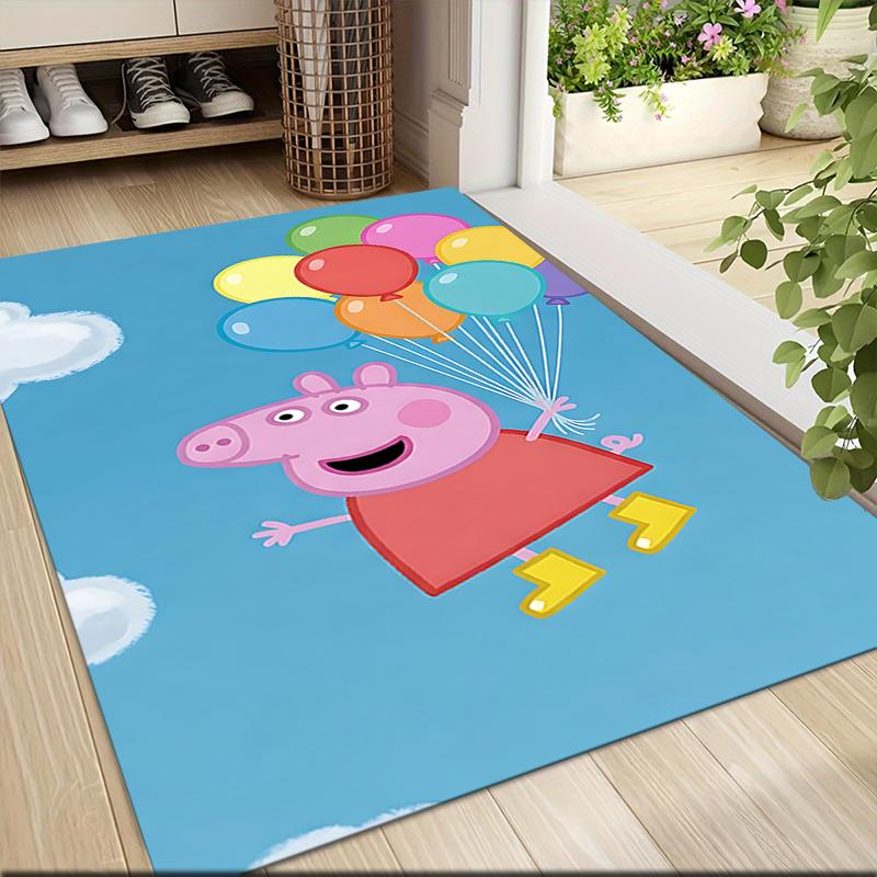 1Pc Peppa Pig'S Playful Day Carpet Rug Customizable Soft Washable Antislip Home Living Room Sofa Mats Personalized Rug 0917107