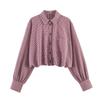 Camisa a Cuadros con Mangas Abullonadas Estilo Universitario para Mujer Otoño 2025