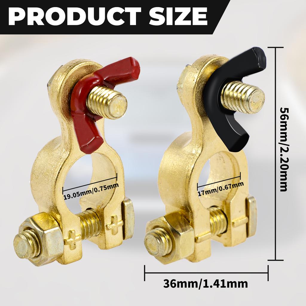 4/2PCS Battery Terminal Clamp Connector Kit Brass Positive & Negative Pole Auto Car Screw Connector with Washer Wire Nose