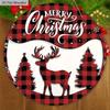 Christmas Wooden Sign with Classic Reindeer Pattern - Navidad Round Sign for Front Door, Wall Hanging Decor - Ideal Christmas Ornament
