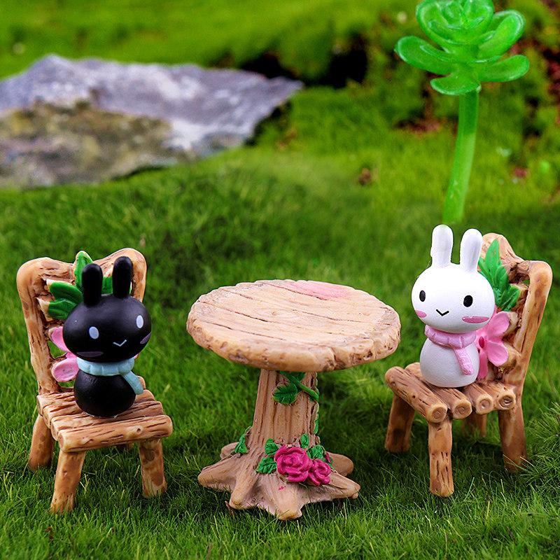 Miniature Park Ornaments: Wooden Stools, Tables, and Succulent Bonsai Accessories for Sand Table Models
