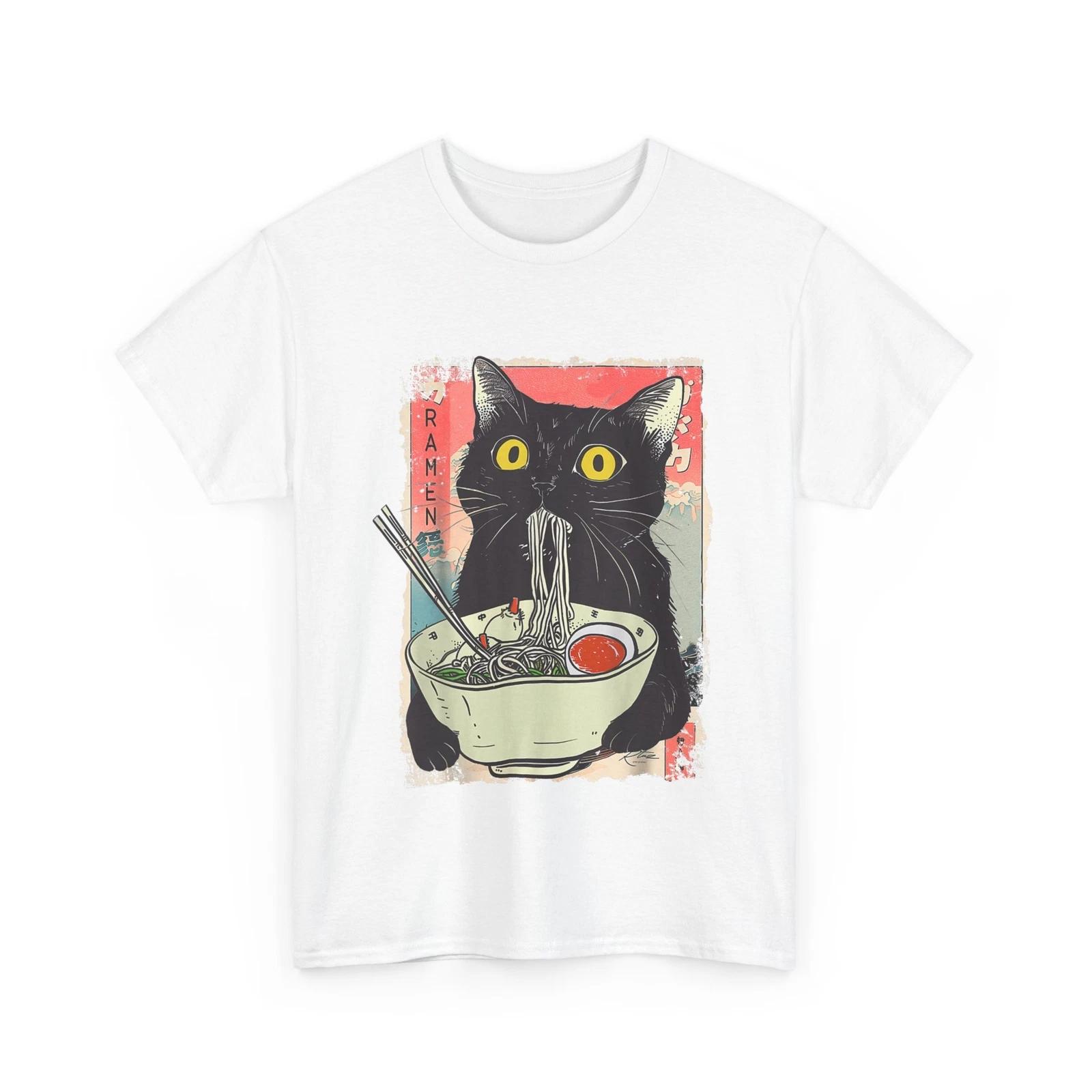 Funny Cat Ramen Noodle Japanese Anime Manga Ramen Kawaii Cat T-Shirt 3XL