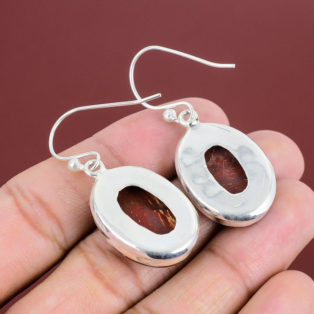 Red Snakeskin Jasper Gemstone Earrings 925 Sterling Silver Earring Handmade Unique Style Jewelry Women Earring Gifts For Her Silver Jewelry