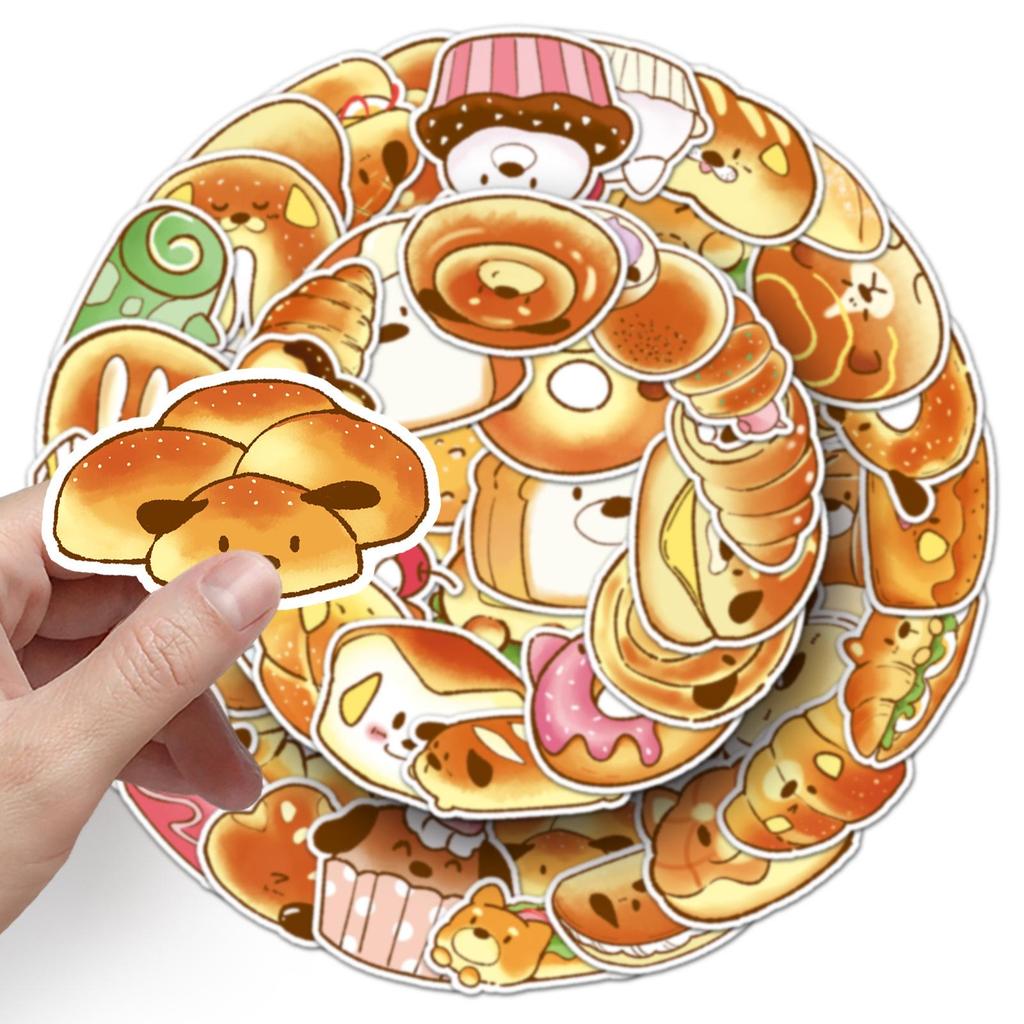50 Cute Hand-Drawn Original Bread Dog Cartoon Stickers for Decorating Water Bottles and Phones