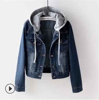 Women s Hooded Long Sleeve Denim Jacket Slim Fit Commuter Coat Detachable Hood Warm Fleece Lined Trucker Jacket S
