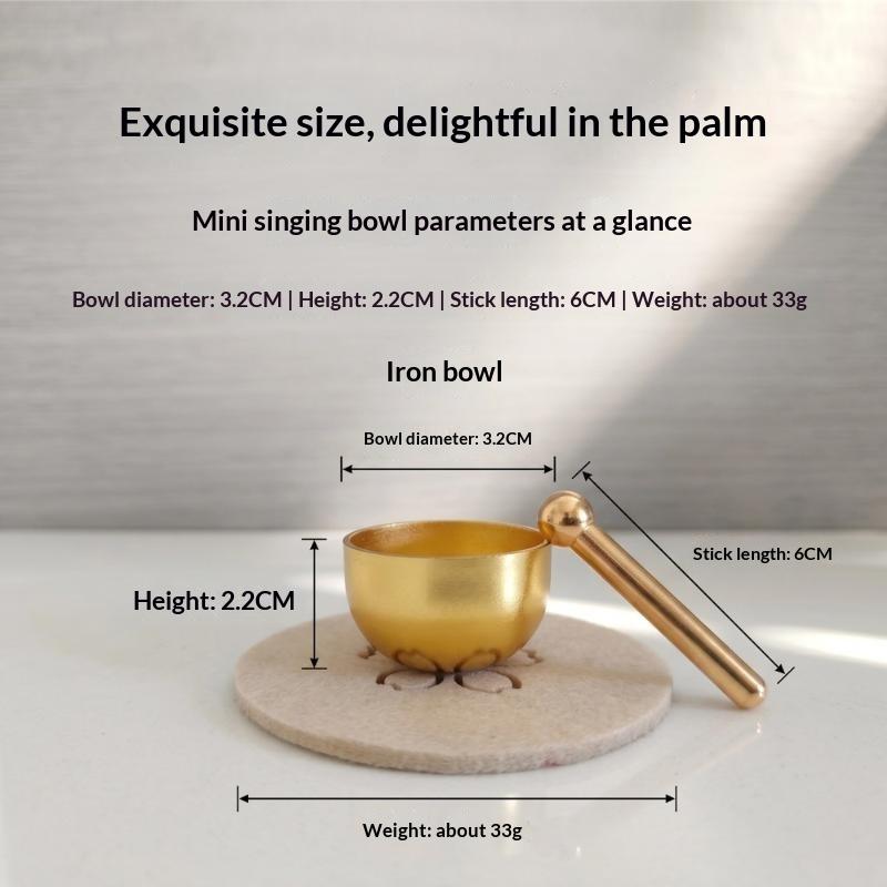 Portable Small Brass Singing Bowl Premium Sound Healing Gift for Home Ornament Meditation Relaxation Stress Relief
