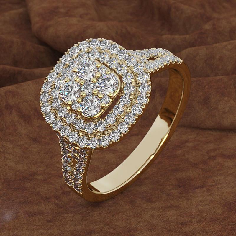 Wedding Rings for Women Cubic Zirconia Stone Ring Luxury Yellow Gold Color Engagement Anel Accessories Drop Shipping CC2338