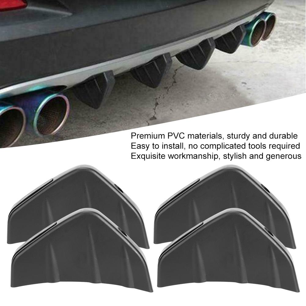 4pcs Car Rear Bumper Diffuser Fin Spoiler Lip Universal Auto Accessory